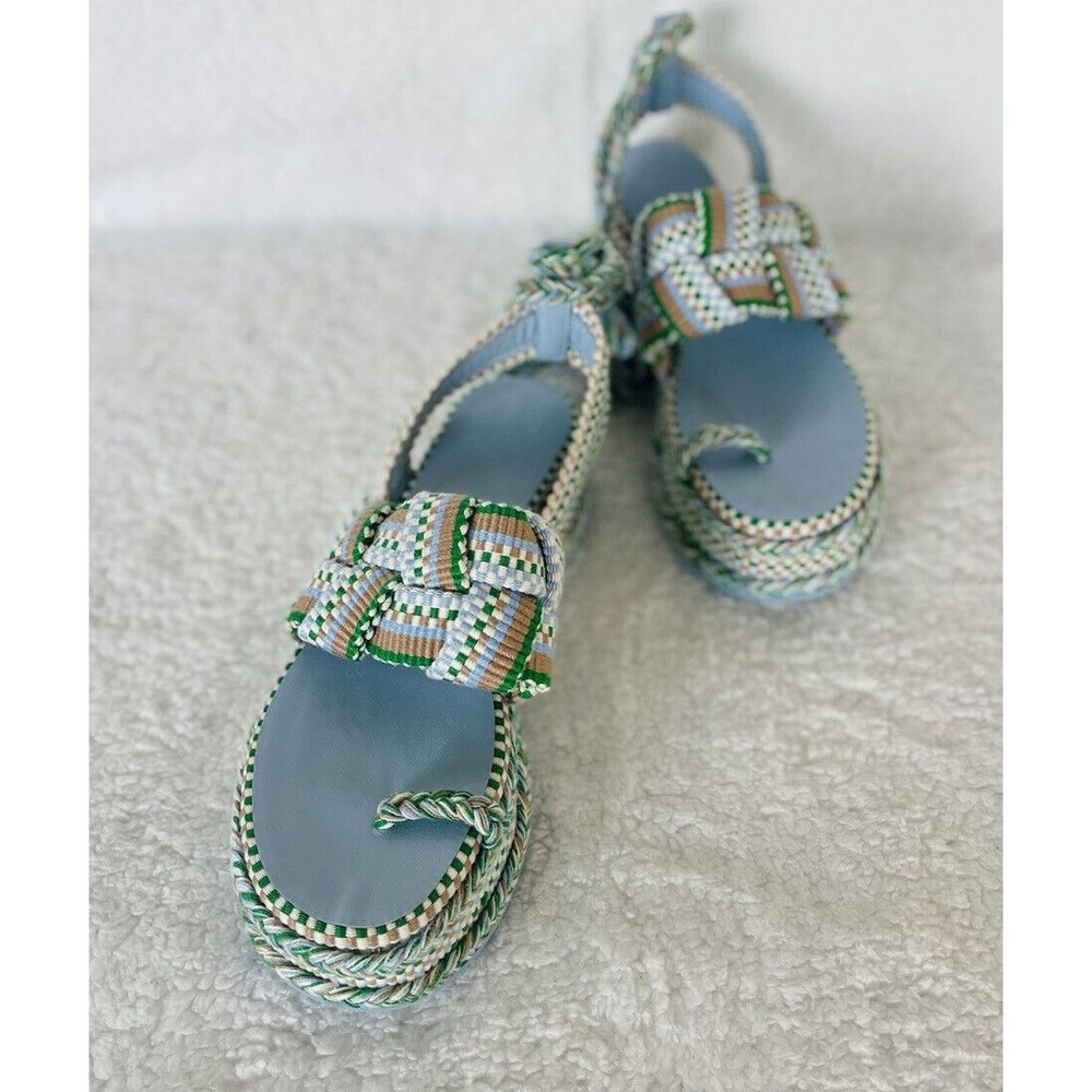 Anthropologie Braided Platform Sandals in Green and White - Picture 14 of 14